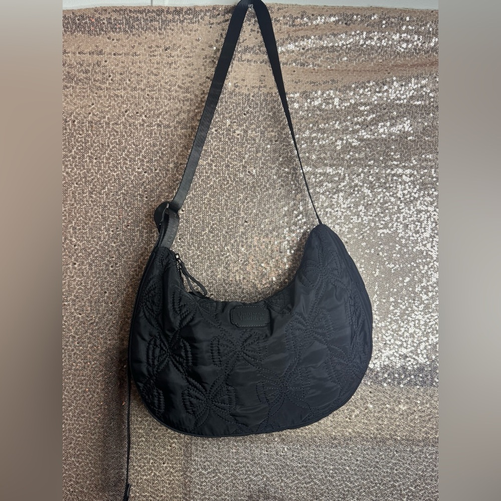 Damson Madder Crescent Bow-embroidered Satin Shoulder Bag - Picture 5 of 9